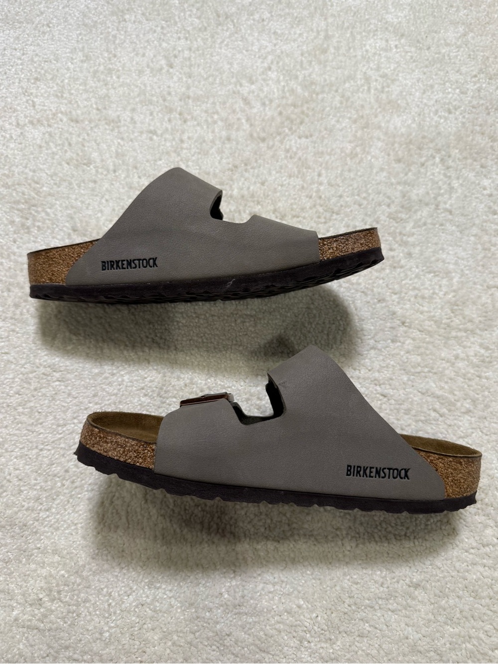 Birkenstock Women’s Two-Strap Sandals in Gray with Brown Footbed - Picture 10 of 14